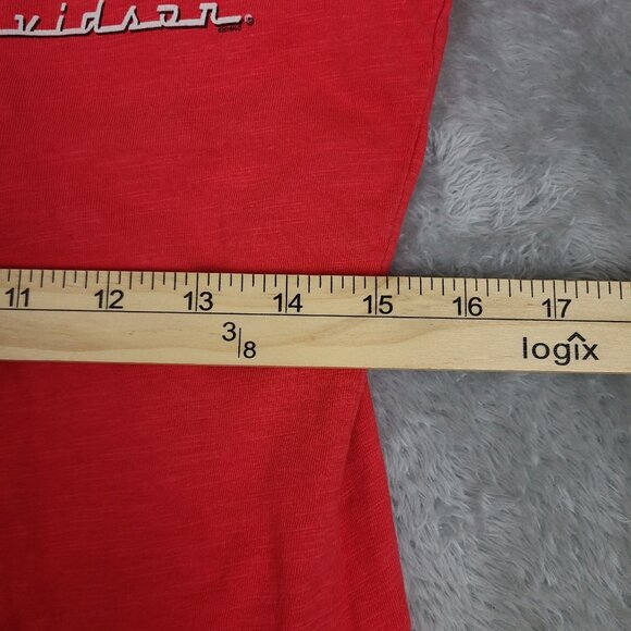 Harley Davidson Women's Size Medium Long Sleeve Shirt Red Des Moines Iowa Harley - Picture 8 of 11